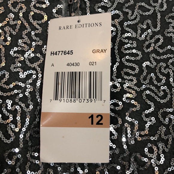 NWT Rare Editions Girls Formal Gray Dress Size 12. - Picture 12 of 13